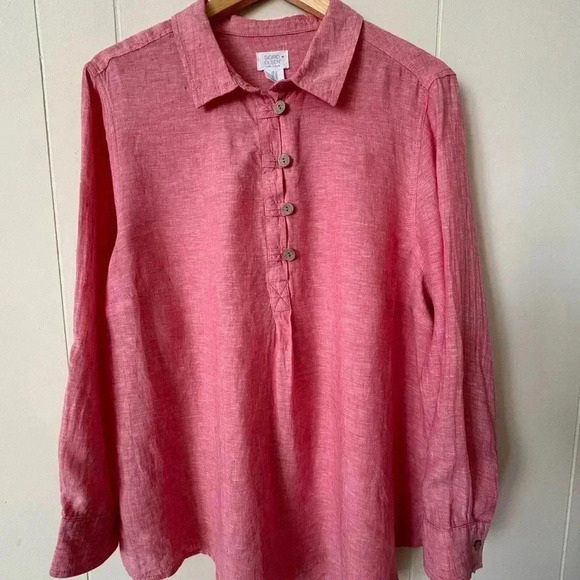 Sigrid Olsen Half Button Closure Linen Tunic Shirt Size 1X - Picture 1 of 12